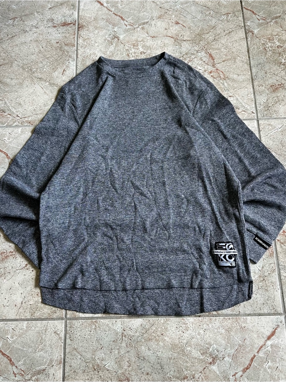 Ecko Unltd Gray Waffle Knit Thermal Long Sleeve Large